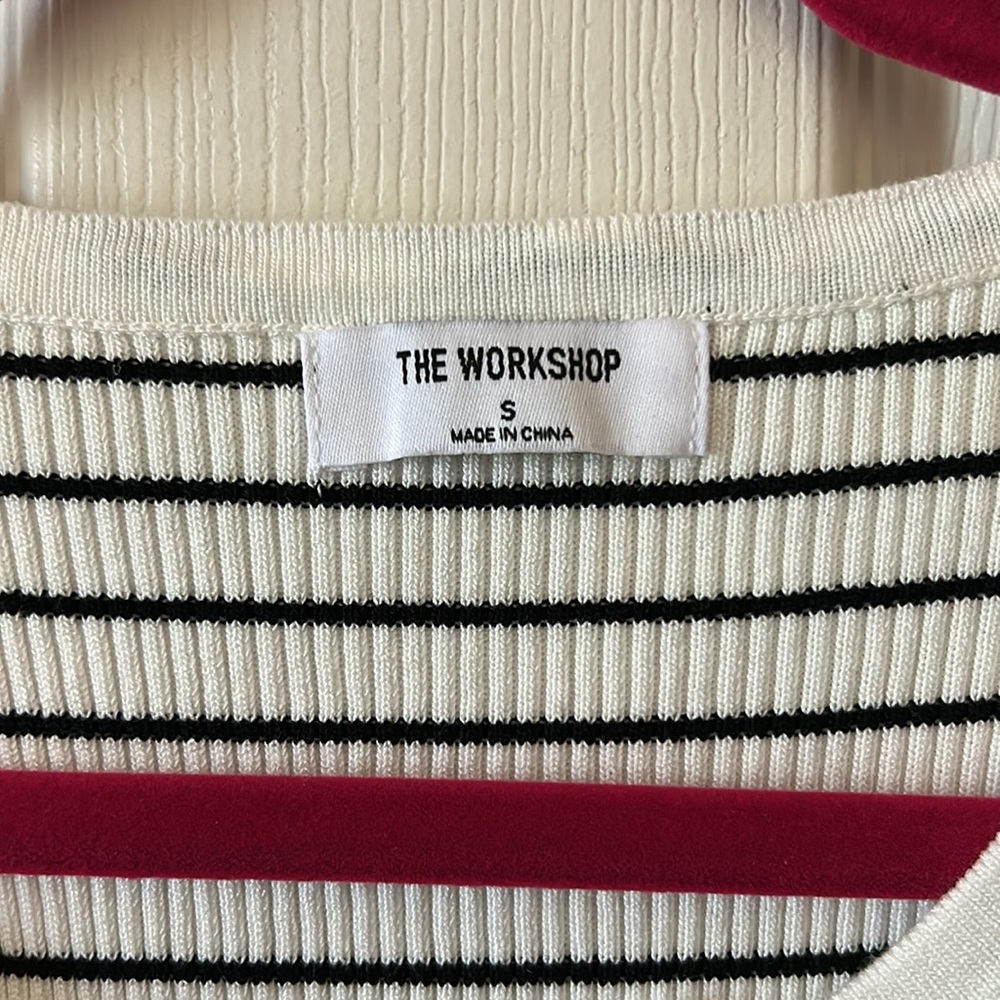 The Workshop Women’s White Black Stripe Sleeveless Ribbed Sweater Tank Size S - Picture 10 of 12
